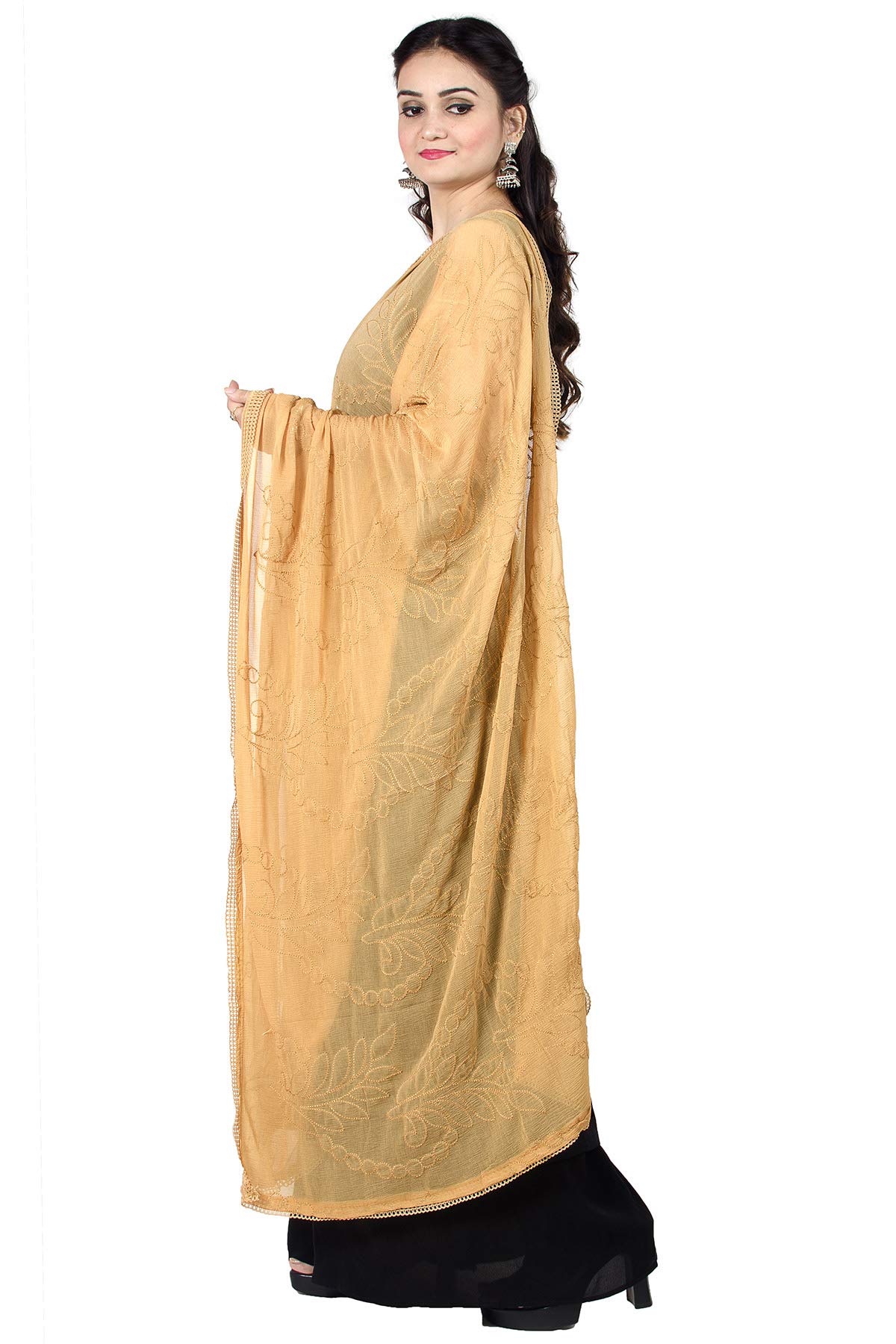 Chandrakala Chiffon Dupatta for Women,Shawl Scarf Wrap Chunni,(D285-P) - Image 5